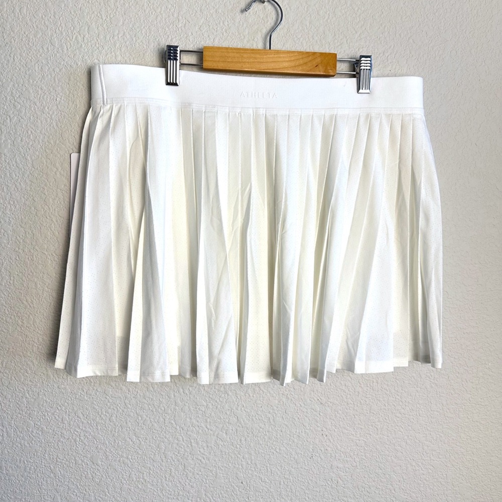 Athleta Match Point Pleated Lasercut Skort White XL‎ New NWT Tennis Golf Skirt